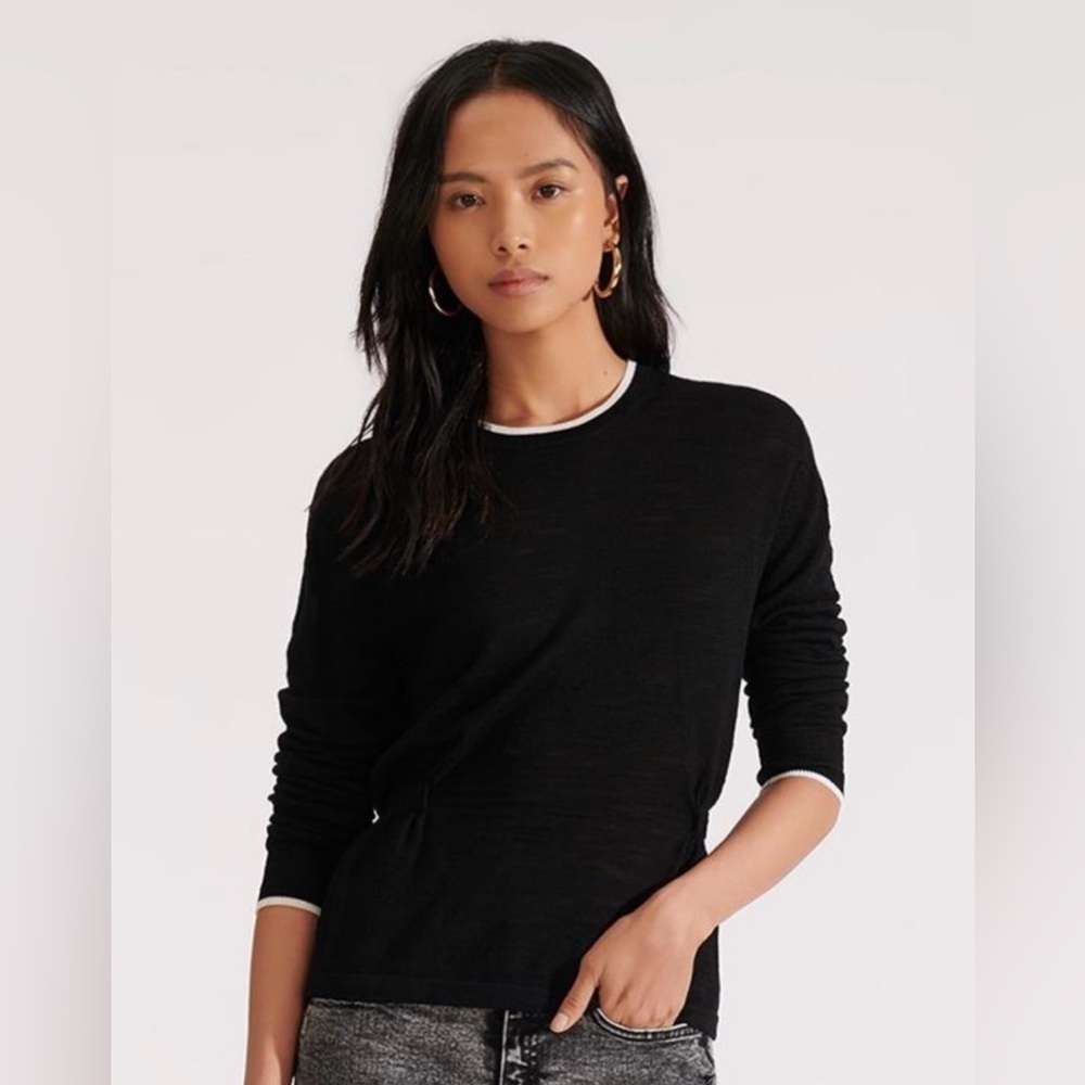 Veronica Beard Charlene 100% Merino Wool Lightweight Sweater in Black Size Small